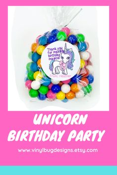 a unicorn birthday party with lots of candy