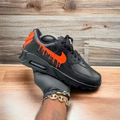 Custom Black and Orange Airmax Drip. - Kiaun's Customs LLC Nike Fashion Shoes, Black And Orange, Fort Lauderdale, Color Shades, Fashion Shoes, Unique Designs, Screen, Men And Women, Nike