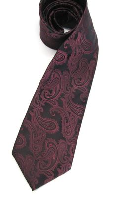 Mens Ties. Burgundy Maroon Black Paisley Necktie Formal Patterned Ties With Paisley Print, Semi-formal Standard Tie With Paisley Print, Semi-formal Paisley Print Standard Tie, Formal Paisley Print Ties, Patterned Tie For Black Tie Events, Patterned Ties For Black Tie Events, Patterned Ties For Black Tie Occasions, Burgundy Tie, Purple Tie