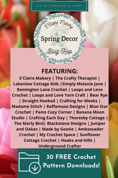 the flyer for spring decor blog hop with flowers in the background and text overlaying it