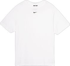 Sporty White Workout T-shirt, Moisture-wicking White Sportswear Top, White Moisture-wicking Sportswear Top, Basic White Sports T-shirt, White Nike Tops For Gym, Nike White Tops For Gym, Nike White Sports Top, Nike Sporty Relaxed Fit Tops, White Moisture-wicking Relaxed Fit Tops