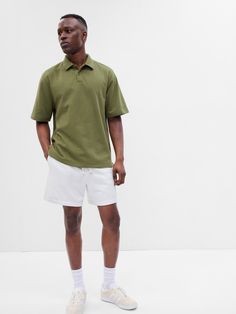 Soft french terry shorts.  Drawcords at waist.  Front slant pockets.  Back patch pocket.  Straight silhouette with a relaxed fit.  Hits above the knee.  Models are 6'1"–6'2" 185-188 cm) with a 31" 79 cm) waist and 32–33" 81–84 cm) inseam, and are wearing Gap Sporty Gap Shorts For Spring, Gap Sporty Cotton Shorts, Sporty Cotton Shorts By Gap, Gap Relaxed Fit Cotton Shorts, Green Relaxed Fit Gap Bottoms, Gap Relaxed Cotton Shorts, Gap Green Relaxed Fit Bottoms, Gap Cotton Shorts For Loungewear, Gap Cotton Loungewear Shorts