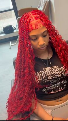 #islandtwists #twists Red Island Twist, Big Twist Braids Hairstyles, Island Twist, Girly Hairstyles, Braided Hairstyles For Black Women Cornrows, Cute Curly Hairstyles, Cute Braided Hairstyles, Twist Braid Hairstyles, Crochet Braids Hairstyles