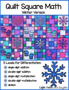 the quilt square math book with snowflakes on it and instructions to make them