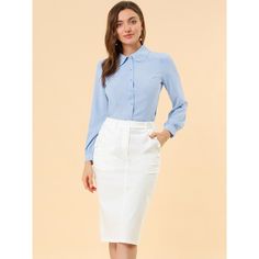 Feel confident flaunting your classic, yet edgy style in this classic peter-pan-collar office shirt. It features the front buttons, long puff sleeves, a Peter Pan collar, and the princess line. his button-up shirt is a polished piece for the weekend and workdays alike. This classic shirt is a regular fit, and that's how this one perfects the beloved staple. It is stylish and is a perfect choice for an office outfit. Trumpet Sleeve Top, Bishop Sleeve Blouse, Princess Line, Office Shirt, Peter Pan Collar Blouse, The Office Shirts, Chiffon Long Sleeve, Bishop Sleeve, Hem Style