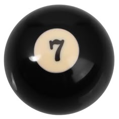 a black and white pool ball with the number seven in it's center piece