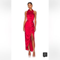 Never Worn, Elliat Noa Dress In Red. There Is A Small Tear On The Chest Area That I Have Circled In Listing Photos. A Little Wrinkly. Cowl Dress, Draped Midi Dresses, Halter Gown, Gathered Dress, Cowl Neck Dress, Maxi Dress Prom, Dress Rental, Backless Maxi Dresses, Guest Dresses