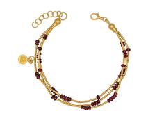 GURHAN, GURHAN Rain Gold Beaded Multi-Strand Bracelet, Triple-Strand, Gold Tubes, with Ruby Luxury Gold Beaded Bracelets With Gemstones, Luxury Gold Beaded Bracelet With Gemstones, Traditional Gold Beaded Bracelets With Gemstone Beads, 22k Gold Beaded Bracelet Gift, Luxury Gold Bracelets With Gemstone Beads, Traditional Gold Bracelets With Faceted Beads, Festive Yellow Gold Bracelets With Round Beads, Elegant Festive Bracelets With Spacer Beads, Gold Tub