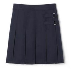 French Toast Navy Pleated Scooters Skirt Skort Sz 8 Brand New With Tags With Built-In Knit Shorts, This Pleat-Front Skort Is An Easy Way To Dress Up. Features A Decorative Tab With Silvertone Buckle And An Adjustable Waist For A Comfortable Fit. Blue Mini Skirt With Belt Loops, Fitted Tennis Skirt With Pockets For School, School Uniform Skirt With Pockets, Preppy School Skirt Bottoms, Navy Skirt For School In Spring, School Uniform Style Short Skort, High Waist School Uniform Mini Skirt, School Skort With Pockets, Casual Navy Skirt For School