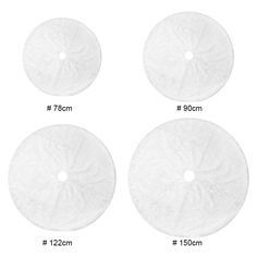 four pieces of white toilet paper are shown in three different sizes and widths for each piece