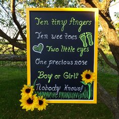 Chalkboard Sunflower, Baby Shower Wall Decor, Sunflower Party, Sunflower Baby Showers, Ideas Baby Shower