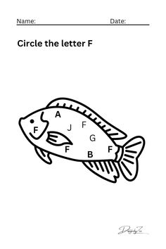 the letter f is for fish coloring page