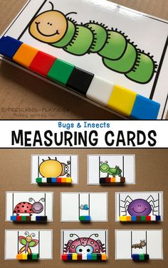 the very hungry caterpillar bug and insect measuring cards are great for kids to practice their counting skills