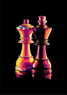 Chess Pictures Art, Football Art Painting, Canvas Painting Pop Art, Chess Pieces Painting, Chess Pieces Drawing Easy, King And Queen Chess Pieces Drawing, Cool Pop Art Paintings, Gcse Art Kings And Queens, Pop Art Ideas Easy