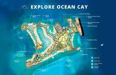 an aerial view of the ocean cay resort and its surrounding area is shown in this map