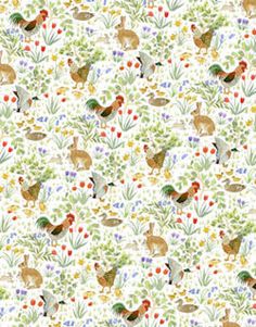 an animal themed wallpaper with many different animals and flowers on the green background,