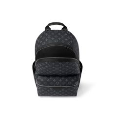 LOUIS VUITTON® - Discovery Backpack Mm - Eclipse Designer Backpack With Dust Bag, Luxury Black Backpack, Luxury Black Standard Backpack, Backpack With Dust Bag In Coated Canvas, Coated Canvas Backpack With Dust Bag, Luxury Black Backpack For School, Luxury Black School Backpack, Luxury School Backpack, Luxury Backpack For School