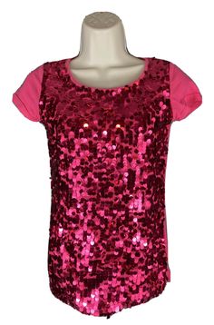 Circo Girl’s Size 10/12 Pink Sequin Short Sleeve Shirt. - 15 in from armpit to armpit, 22.5 in from top to bottom. - Condition is "Pre-owned". - Shipped with USPS First Class. *Please read regarding returns* Customer has 14 days to return an item. Item must be returned in its original condition. No Exceptions.  New Items must be returned with all original tags and packaging. Buyer pays return shipping. Pink Sequined Crew Neck T-shirt, Pink Sequined Crew Neck Top, Pink Sequined Short Sleeve T-shirt, Sequin Cotton T-shirt For Party, Casual Pink Sequined T-shirt, Sequin Shorts, Pink Sequin, Colorful Fashion, Short Sleeve Shirt