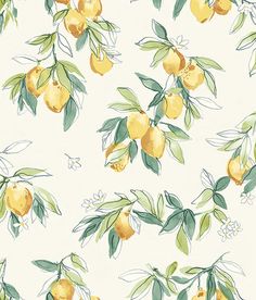 Sample Lemonade Yellow Citrus Wallpaper Lemon Backdrop, Fruit Blossoms, Citrus Wallpaper, Strip Wallpaper, Lemon Wallpaper, Stripped Wallpaper, Farmhouse Wallpaper, Modern Mural, A Street Prints