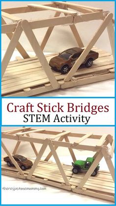 Steam Bridge Building, Truss Bridge Popsicle Sticks, Bridge Crafts For Kids, Popsicle Stick Building, Bridge Craft, Popsicle Bridge, Bridge Stem Challenge, Stem Bridges, Popsicle Stick Bridges