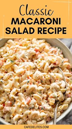 this classic macaroni salad recipe is made with only three ingredients