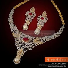 #Elegant #attractive #stunning & #shimmering #gold #diamond #necklaceset from our collection. Tanmoniya Design, Indian Brides Jewelry, Brides Jewelry, Diamond Jewlery, Beading Inspiration, Jewelry Designing