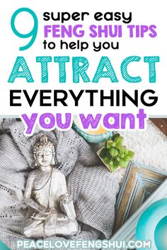 a buddha statue with the text 9 super easy ways to help you attract everything you want