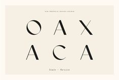 some type of font that is black and white with the letters oax aca