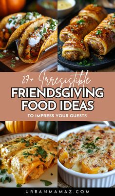 Friendsgiving Food Ideas Thanks Giving Party Food Ideas, Easy Friends Dinner Ideas, Friendsgiving Dinner Party Recipes, Ideas For Friendsgiving Dinner, Friendsgiving Dinner Recipes, Friendsgiving Meals Ideas, Friends Giving Menu Ideas, Thanks Giving Food List, Friendsgiving Dinner Menu Ideas