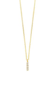 A dainty initial pendant alight in pavé diamonds makes this handcrafted necklace of 18-karat gold a lovely personalized piece for any occasion. 16" length; 2" extender; 1/8"W x 1/8"L pendant Total diamond weight: 0.04ct. Color: G Clarity: VS 18k gold/diamond Imported >Diamond Guide Luxury Initial Pendant Necklace With Delicate Chain, Elegant Diamond Initial Necklace With Cable Chain, Yellow Gold Pendant Initial Necklace With Diamond Accents, Elegant Pendant Initial Necklace With Cable Chain, Dainty Diamond Initial Necklace In Yellow Gold, Elegant Initial Pendant Necklace With Cable Chain, Dainty Yellow Gold Diamond Necklace With Initial Pendant, Dainty Yellow Gold Diamond Initial Necklace, Yellow Gold Diamond Necklace With Initial Pendant