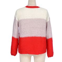 Red Colorblock Pullover Sweater Pullover Sweaters, Color Blocking, Red