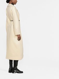 Jil Sander Belted Wool Coat - Farfetch Belted Wool Coat, Jil Sanders, Belted Coat, Jil Sander, Light Beige, Sanders, Wool Coat, Beige Color, Mid Length