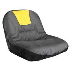 a black and yellow bean bag chair