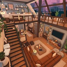 Bloxburg Cabin House Ideas, Bloxburg House Ideas Cabin, Cozy Cabin Bloxburg, Bloxburg House Ideas 2 Floor Layout Fall, Bloxburg Loft Ideas, Bloxburg Loft House Layout, Bloxburg Caravan, Bloxburg Cabin Layout, Bloxburg Rustic House