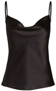 Cami Top With Built-in Bra For Evening, Sleeveless Evening Tops With Built-in Bra, Evening Cami Tops With Built-in Bra, Elegant Cami Vest Top, Chic Scoop Neck Top With Built-in Bra, Chic Black Satin Camisole, Chic Cami Vest Top, Camisole Tops With Built-in Bra For Date Night, Chic Tops With Tank Straps For Date Night