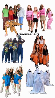 several pictures of people dressed in halloween costumes