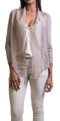 Beautiful jacket with full silk front panels and a soft viscose knit panel on the back and on the sleeves. 30% Silk | 70% Viscose Made in Italy One Size Fits Most Model is 5'8 Italy Fits, Handmade Pants, Italian Women, Silk Linen, Silk Shorts, Confident Woman, Trending Now, Italian Fashion, Fashion Store