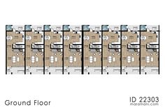 the ground plan for an apartment building with multiple floors and several balconies on each floor