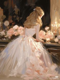 a painting of a woman in a wedding dress