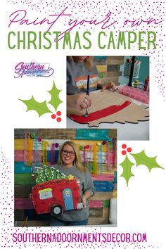 an advertisement for christmas camper with photos and text