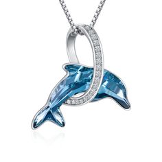 PRICES MAY VARY. About TOUPOOP dolphin necklace 925 sterling silver pendant blue crystal necklace, dolphin jewelry necklace is a fashionable gift for girls, women, girlfriends and mothers. TOUPOP Dolphin Necklace Jewelry represents wisdom, friendliness, and clear and pure love. It is also a fashion jewelry series that can bring out the charm of women. Our designers are from the United States. They understand the most fashionable elements in Europe and the United States. They encourage women to d Beach Dolphin, Dolphin Pendant, Dolphin Gifts, Dolphin Jewelry, Unique Meaning, Dolphin Necklace, Blue Crystal Necklace, Pretty Bike, Jewelry Birthday