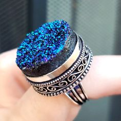 Brand New Handmade Blue Titanium Crystal Druzy Antique Design Silver Statement Ring. Size 7.25 925 Stamped New To Poshmark? Use Referral Code Kimberlyn222 To Receive $10. Blue Sterling Silver Rings For Party, Blue Sterling Silver Party Rings, Blue Crystal Ring For Party, Silver Crystal Ring In Sterling Silver For Party, Adjustable Blue Stamped 925 Jewelry, Handmade Blue Rings For Party, Unique Blue Crystal Promise Ring, Nickel Free Blue Rings For Jewelry Making, Blue Crystal Party Ring