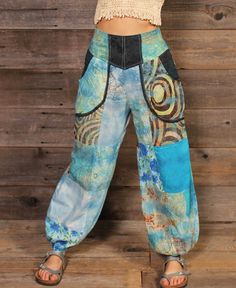 Patchwork Harem Pants | Bohemian Pants | Soul Flower Relaxed Fit Pants, Bohemian Pants, Tie Dye Tunics, Cute Crop Top, Tie Dye Outfits, Patchwork Print, Boho Accessories, Cute Crop Tops, Made Clothing