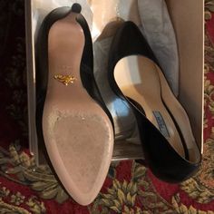 Used Twice. Designer Closed Toe Court Shoes With Deep Heel Cup, Designer Court Shoes With Padded Heel And Almond Toe, Prada Heels, Shoes Prada, Prada Shoes, 2 Colours, Shoes Women Heels, Prada, Shoes Heels