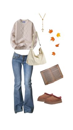 downtown girl, outfit inspo, aesthetic, aesthetic outfit, brandy melville, 90s fashion, uggs, autumn, autumn outfits, fall inspo, cardigan, chilly, fall outfit inspo, outfit inspo, minibag, vintage, grunge, digi, headphones, gilmore girls Thrifty Fall Outfits, Cute Fall Outfits Aesthetic Vintage, Early 2000s Fall Outfits, Autumn Outfits Downtown Girl, Fall Brandy Melville Outfits, Fall Outfits Gilmore Girls Inspired, Autumn Downtown Girl Outfits, Gilmore Girls Fall Outfits, Autumn Aesthetic Outfit Vintage