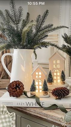 Christmas Pitcher Decor, Christmas Decor Ideas For Living Room Modern, Hearth Decorating Ideas, January Home Decor Ideas, Christmas Coffee Table Decor, Country Christmas Decorations