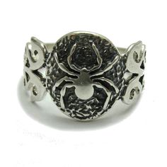 Discover the allure of our Sterling Silver Spider Ring, perfect for those who love unique and gothic style jewelry. Handmade with meticulous attention to detail, this ring is hallmarked 925 and nickel free, ensuring quality and comfort. Material: High-quality sterling silver, hallmarked 925 Design: Intricate spider motif with gothic elements Size: Adjustable to fit most finger sizes Weight: Approximately 5.3 grams Dimensions: Top width 15mm (0.60 inches) Features: Nickel free, ensuring it is saf Spider Ring, Gothic Elements, Handmade Sterling Silver Rings, Animal Rings, Silver Jewels, Halloween Jewelry, Gothic Style, Favorite Rings, Handmade Sterling Silver