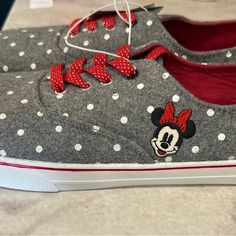 Disney Minnie Mouse Wool Polka Dot Tennis Sneakers Shoes Women's Size 11. Casual Mickey Mouse Lace-up Sneakers, Sporty Mickey Mouse Synthetic Sneakers, Disney Low-top Sneakers With Rubber Sole, Cute Lace-up Sneakers With Speckled Midsole, Disney Themed Slip-on Sneakers For Disney Trips, Sporty Mickey Mouse Sneakers With Round Toe, Casual Low-top Mickey Mouse Sneakers, Disney Mickey Mouse Low-top Sneakers, Cute Minnie Mouse Sneakers With Round Toe