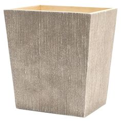 a square shaped vase with a wooden top on a white background for use as a planter