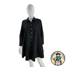 Pomander Place New Black Harris Collared Preppy Shirt Dress Size Small Condition: New With Tags. No Visible Flaws. Details: Collared Long Sleeves With Button Cuffs Swing Shape Relaxed Through The Waist Pockets Lined Shell: Poly / Cotton, Lining: Rayon Approx Measurements: 44" Bust 14" Shoulders 21.5" Sleeves 35.5" Front Length Offers Welcome! Black A-line Shirt Dress, Casual Black A-line Shirt Dress, Black A-line Shirt Dress For Spring, Black Long Sleeve Shirt Dress For Night Out, Casual Black Shirt Dress For Office, Black Long Sleeve Shirt Dress For Party, Black Button-up Mini Dress For Daywear, Black Collared Shirt Dress For Office, Black Shirt Dress For Office In Spring